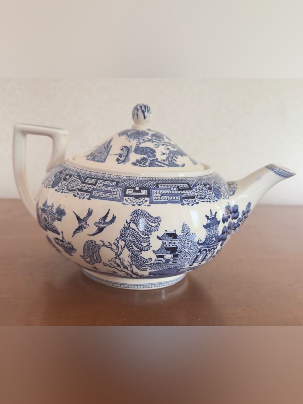 Wedgwood Blue and White Willow-Style Lidded Bowl